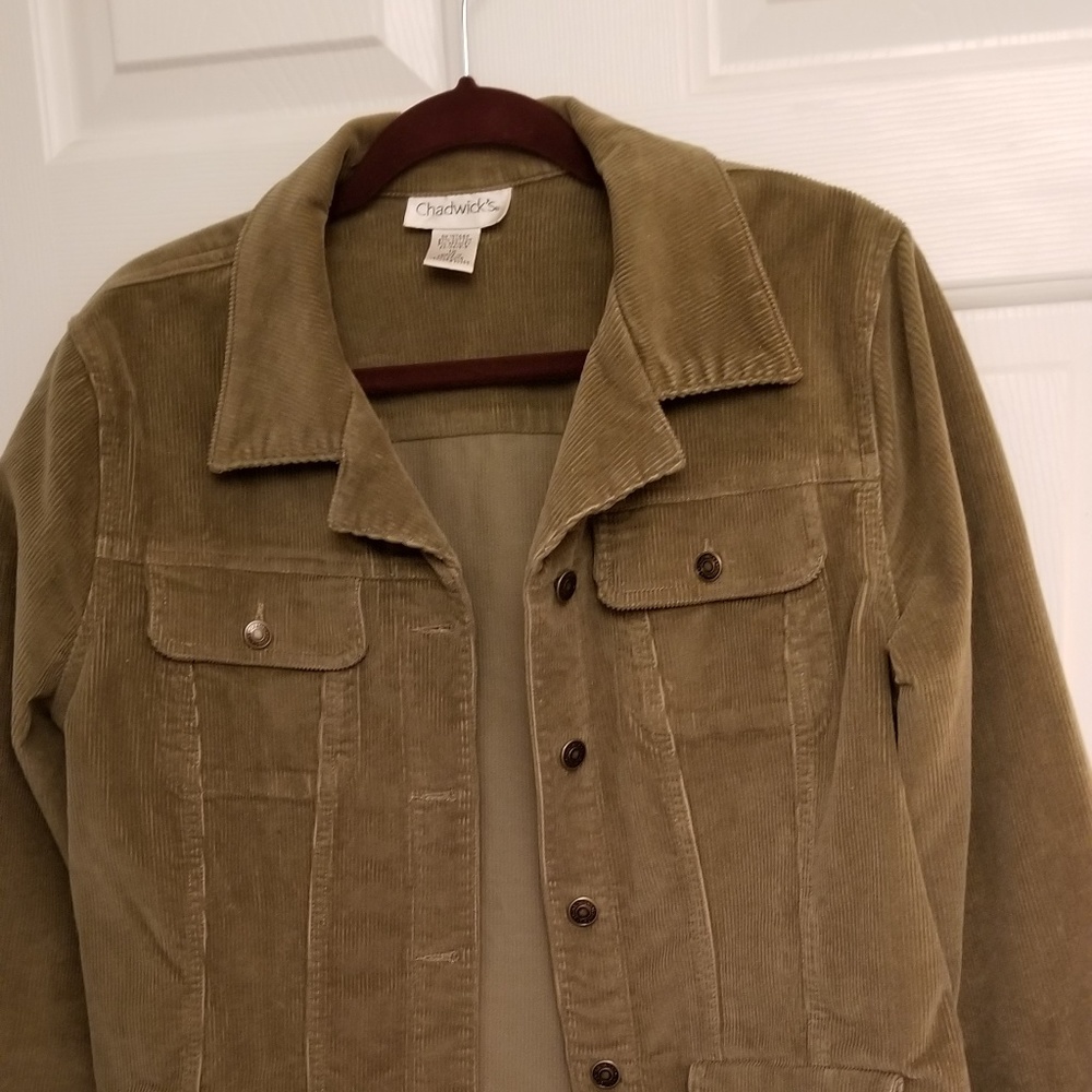 CHADWICKS CORDUROY WOMENS JACKET 12 EUC MOSS GREEN